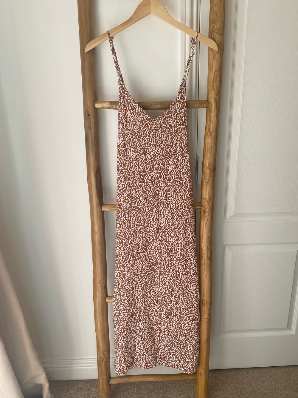 Old Navy Tie-Back V-Neck Maxi Slip Dress Brown Print Sz Large Summer